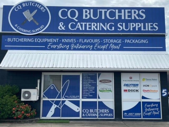 CQ Butchers & Catering Supplies Storefront With a Blue and White Sign — CQ Butchers & Catering Supplies in Mackay, QLD
