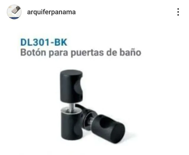 Una imagen de dos perillas negras que dice boton para puertas de bano