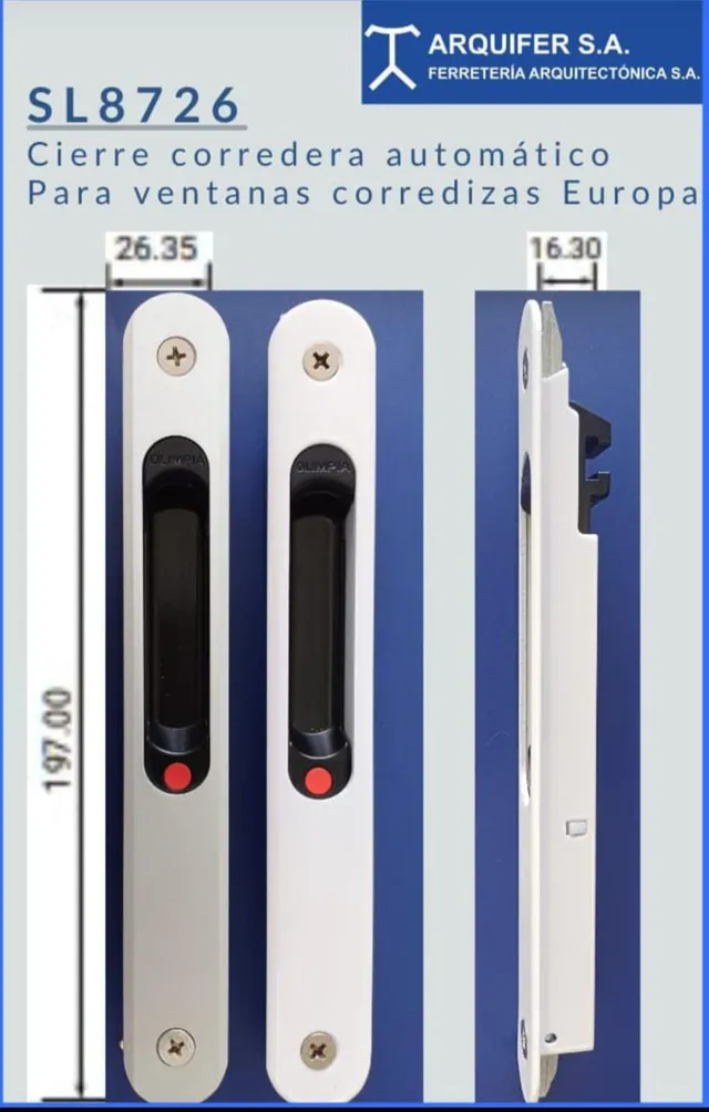Una imagen de una cerradura de puerta corrediza de vidrio que dice arquifer sa