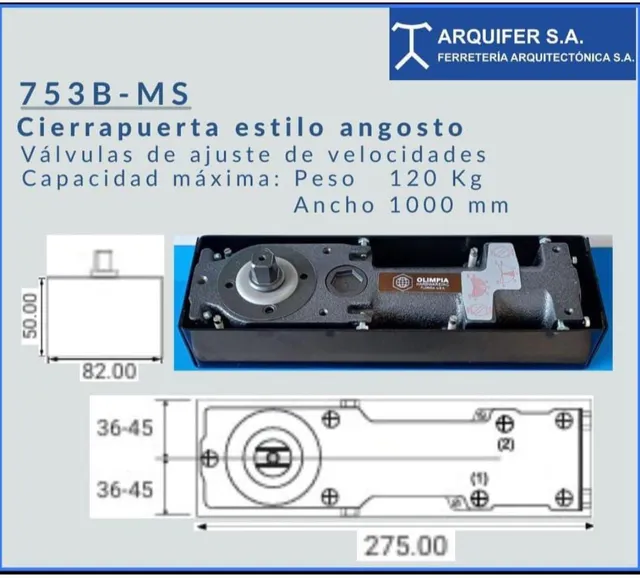 Una imagen de un cierrapuertas que dice 753b-ms