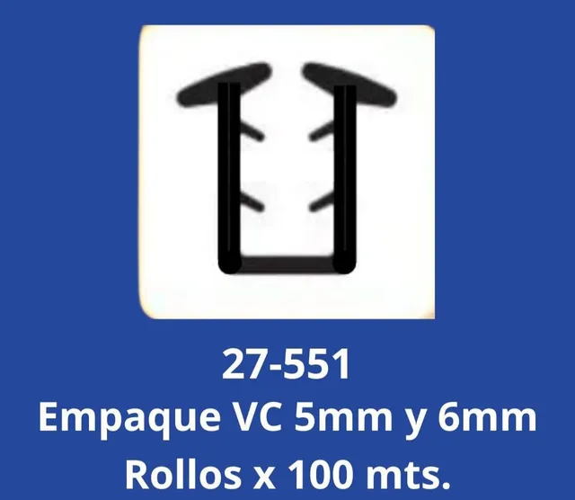 Un cartel que dice 27-551 empaque vc 5mm y 6mm rollos x 100 mts
