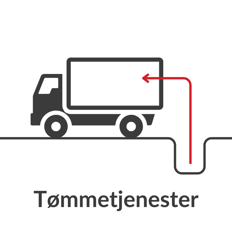 Et ikon av en lastebil med en rød pil som peker bakover.