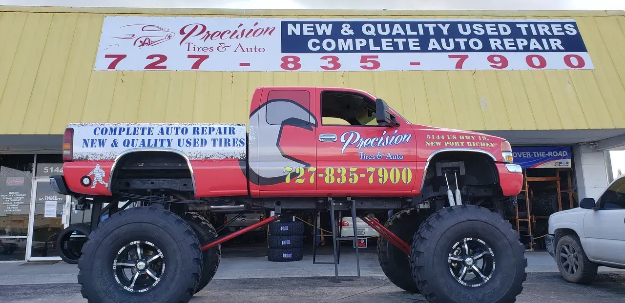 gallery large truck parked outside our shop | Precision Tires Auto