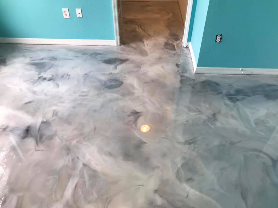 Grey & White Residential Epoxy Flooring
