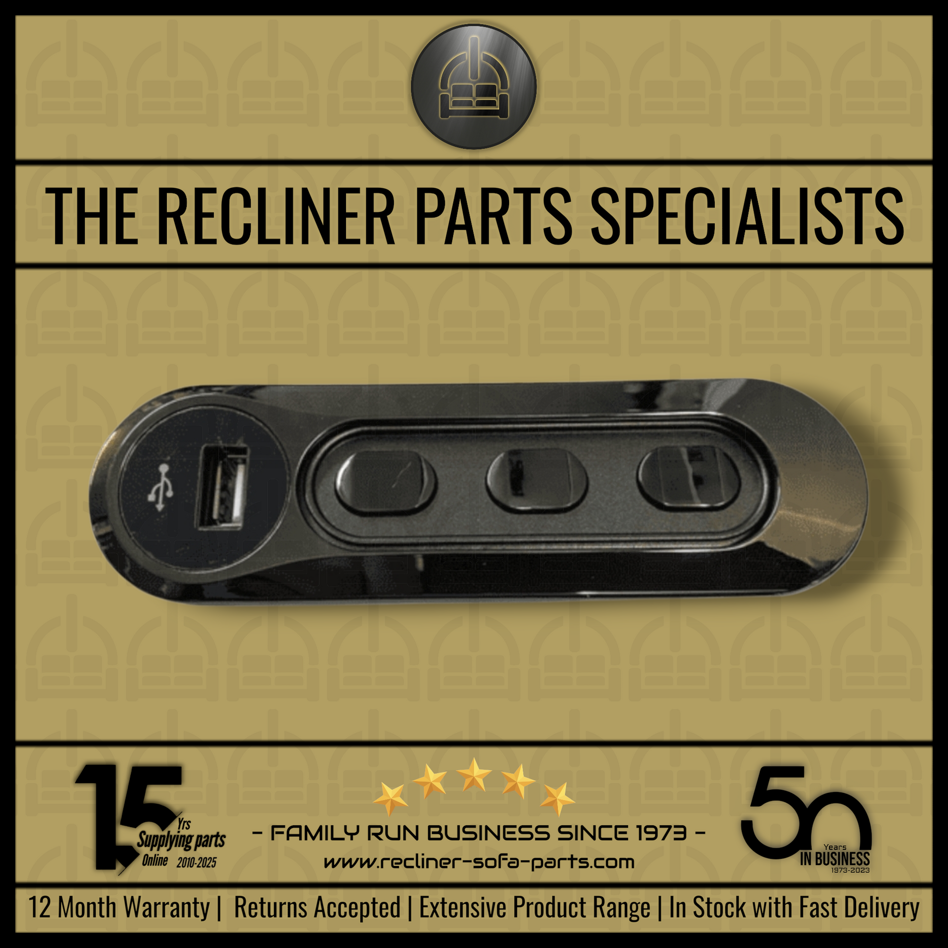 Kaidi ' KDH137-006' 6button Recliner switch control with USB port