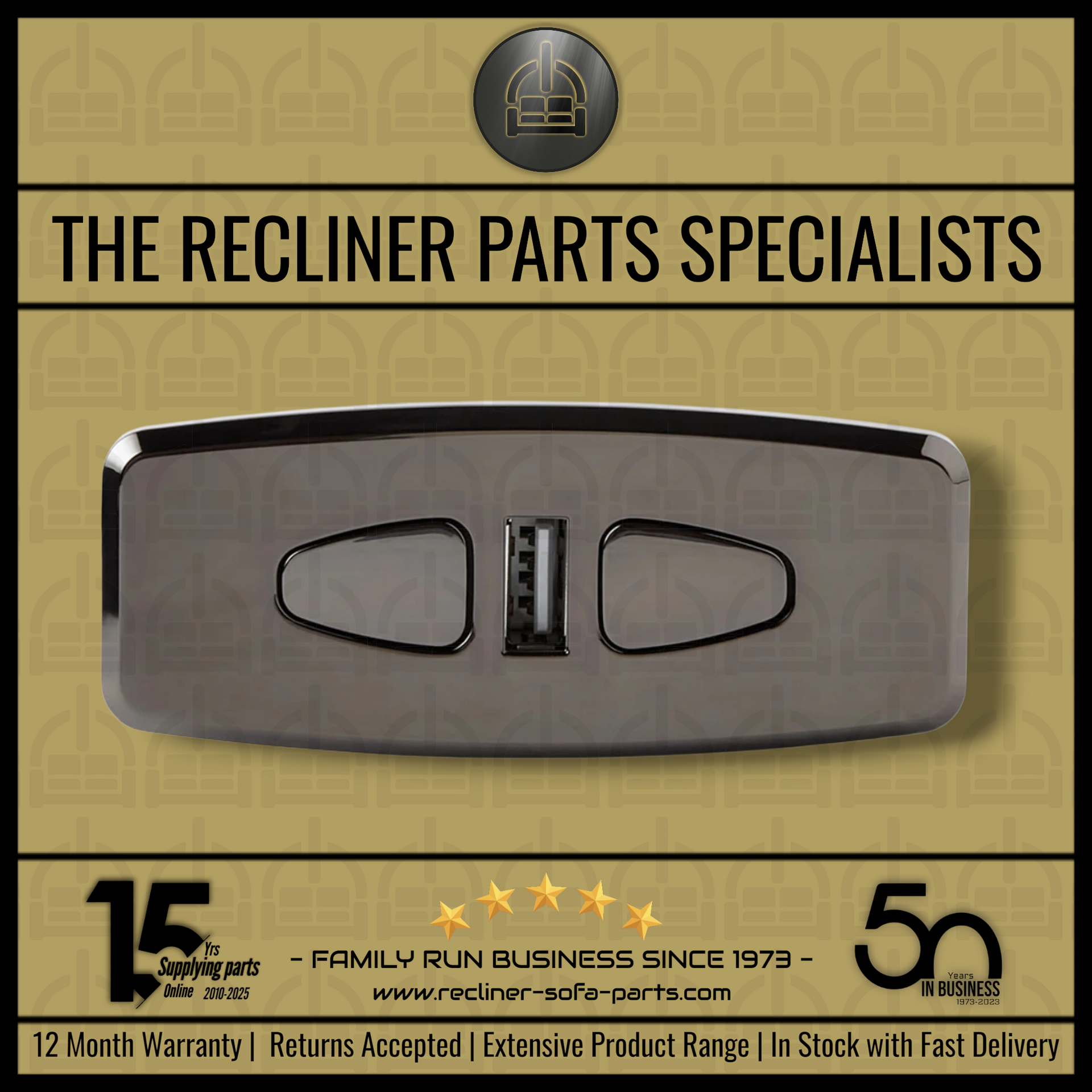 Kaidi ' KDH105-002 ' 2 button Recliner switch control with USB port