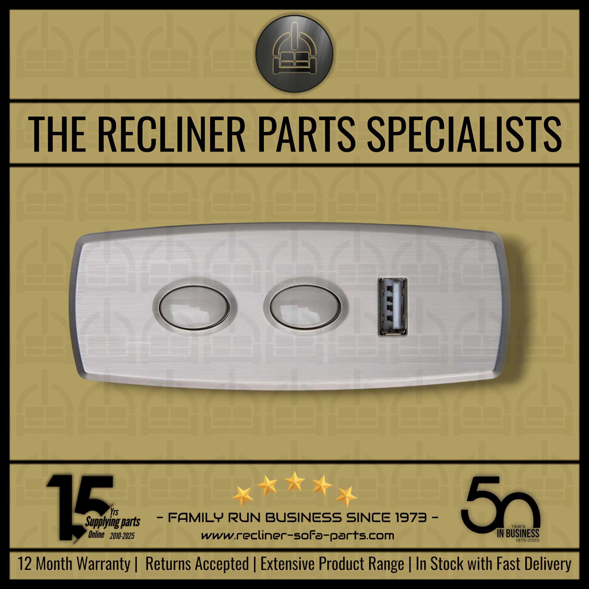 Kaidi ' KDH135-001 ' 2 button Recliner switch control with USB port