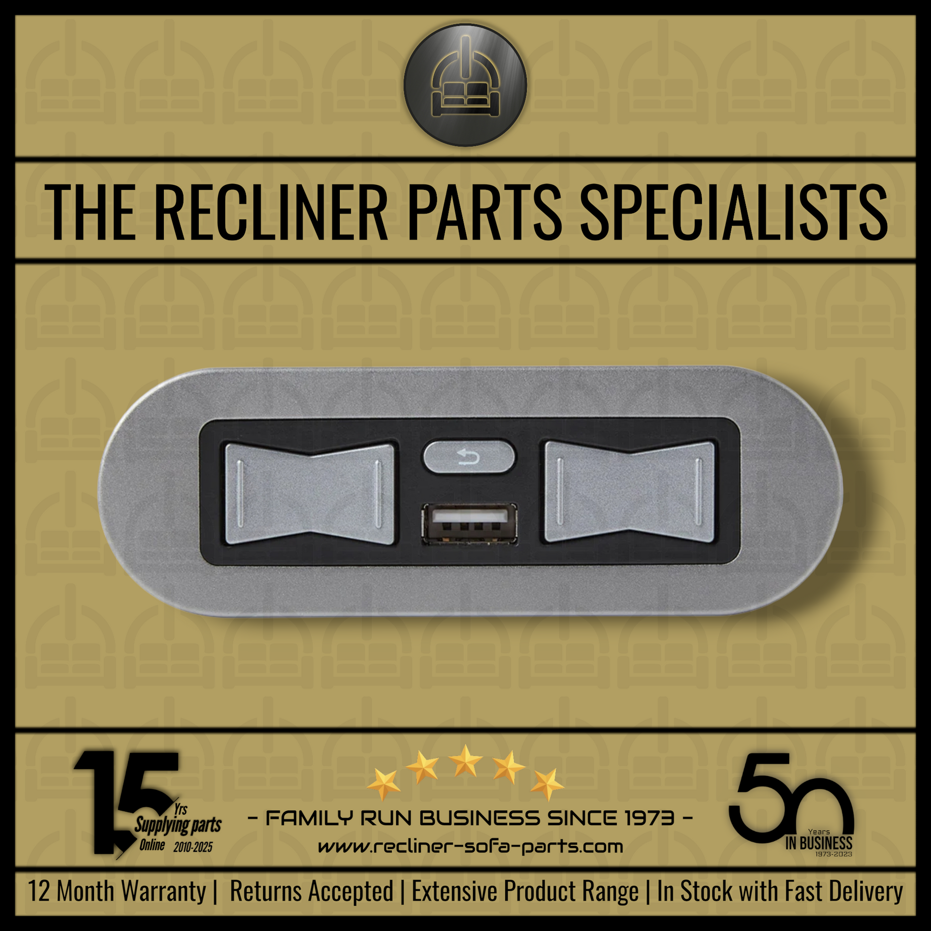 eMoMo ' HX90HU | HX90HUN ' 5 button Recliner switch control with USB port & reset