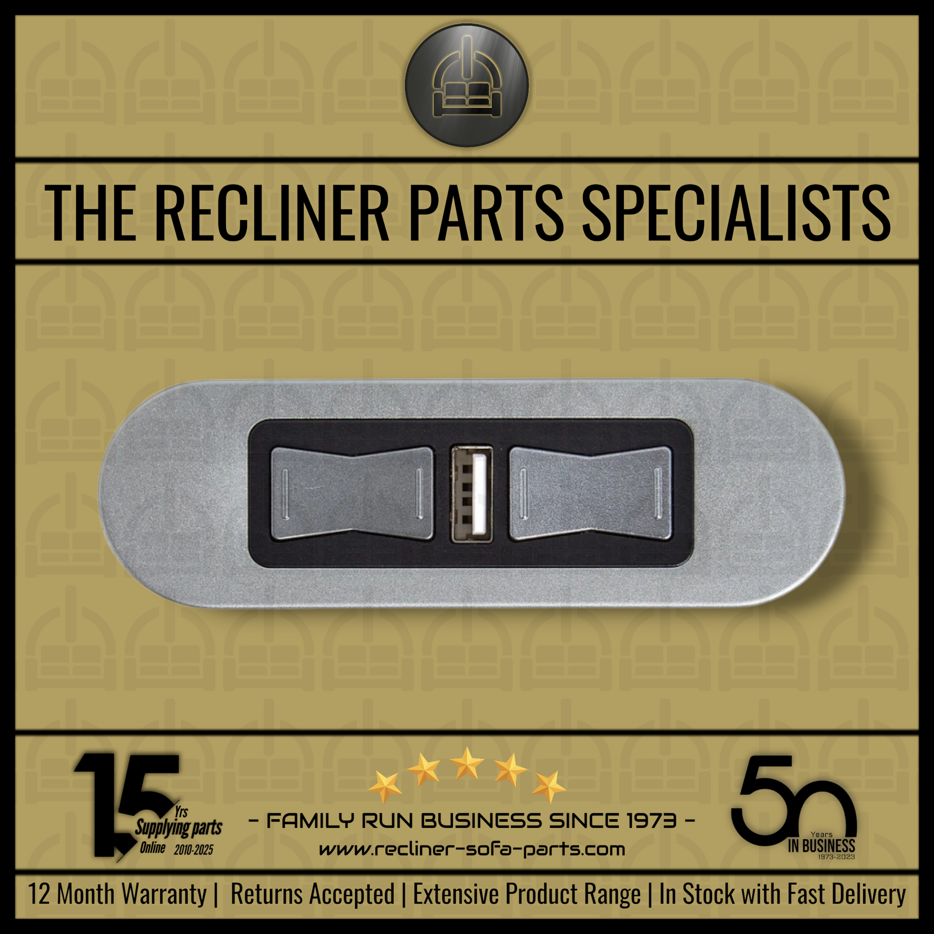 eMoMo ' HX90AFU ' 2 button Recliner switch control with USB port