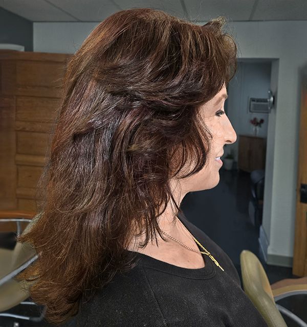 Organic Auburn Color on Color Wolf Cut