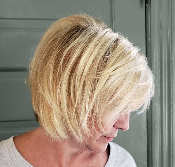 Organic Blonde Bob side view