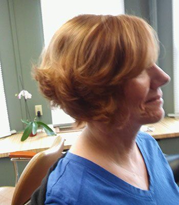 Short Wedge Hairstyle Organic Red