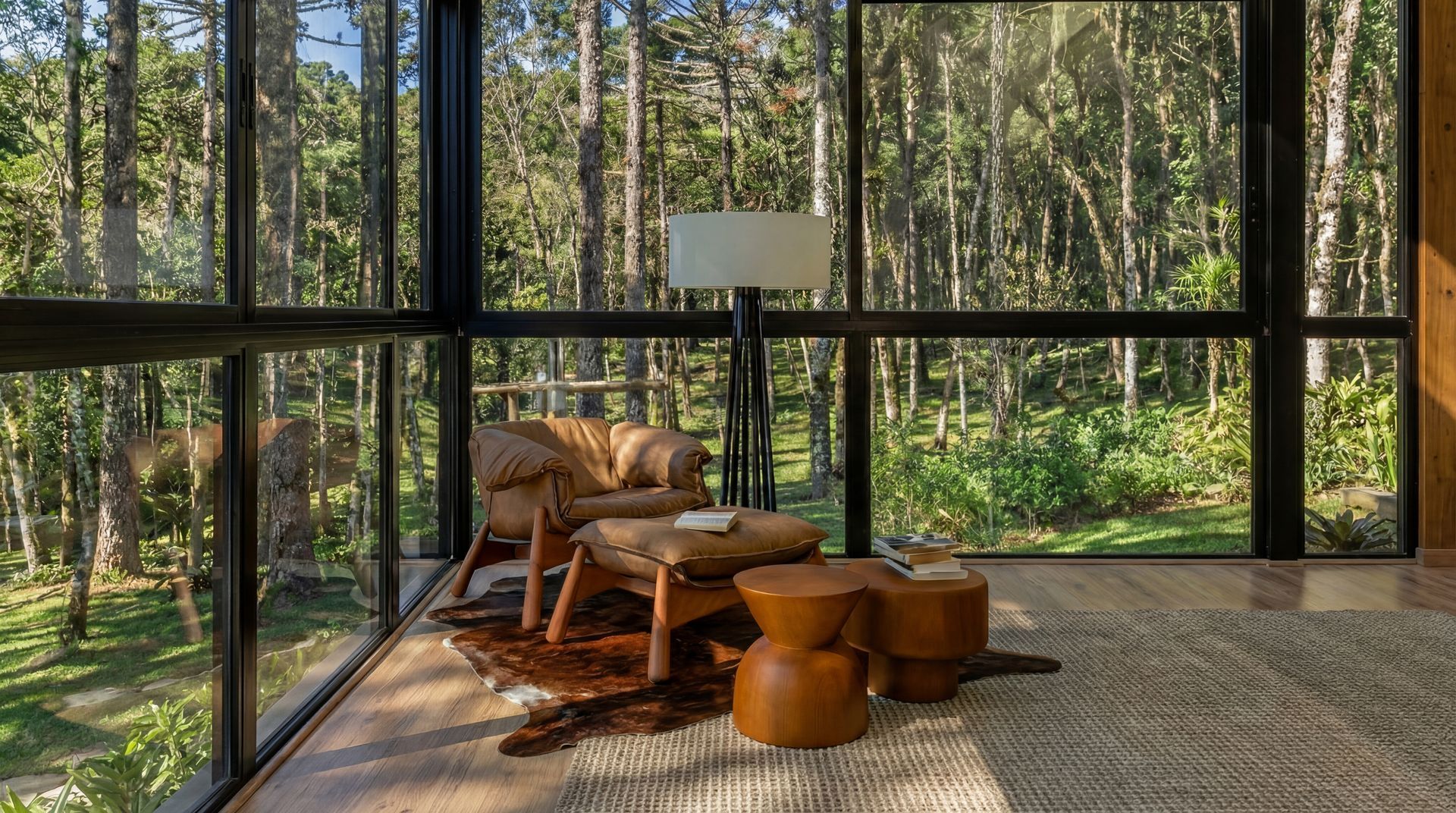 Sofá Charrua da Quorum Home Design em ambiente contemporâneo, evidenciando desenho atemporal.