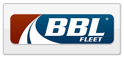 Logo for BBL Fleet: white, red, and blue, with the letters