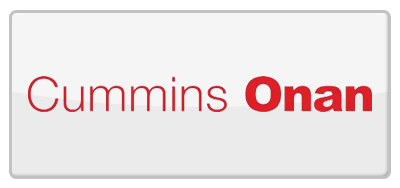 Cummins Onan logo in a red and white button.