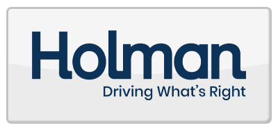 Holman logo: dark blue text on white background,