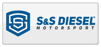 Logo of S&S Diesel Motorsport in a blue and white rectangular shape.