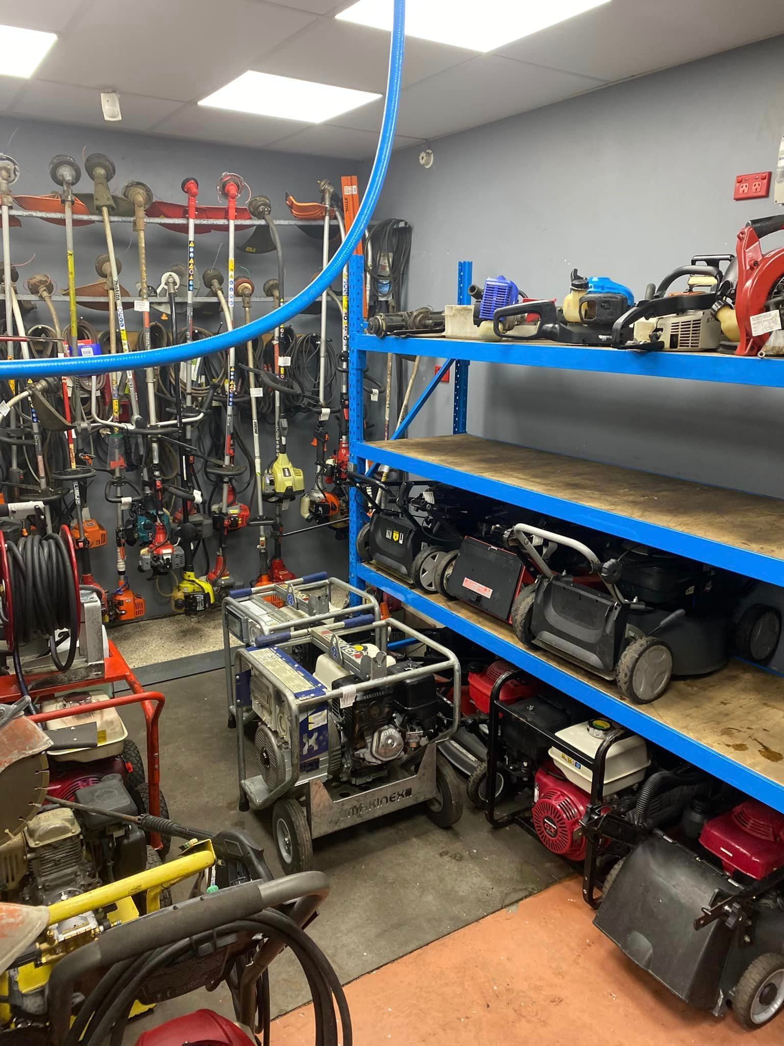 A room filled with lots of tools and shelves