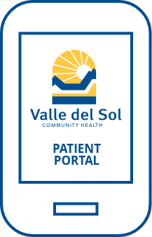 Phone with Valle del Sol patient portal showing