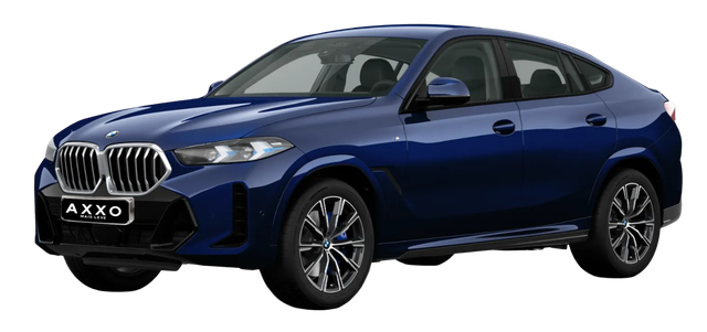 Um bmw série 4 azul e dourado é mostrado em um fundo branco.