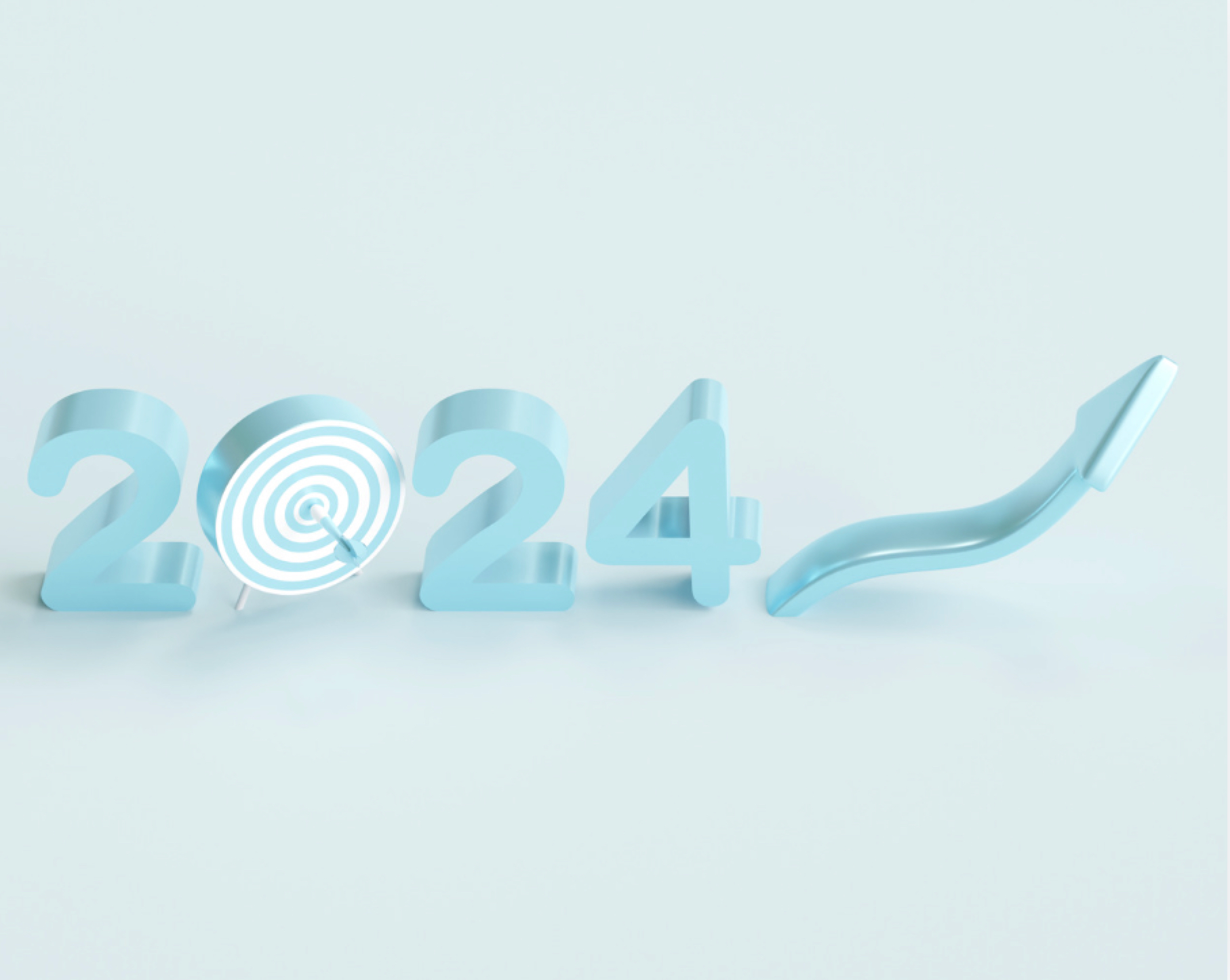 A 3d rendering of the number 2024 on a white background.