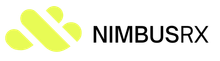 The nimbusrx logo is yellow and black on a white background.