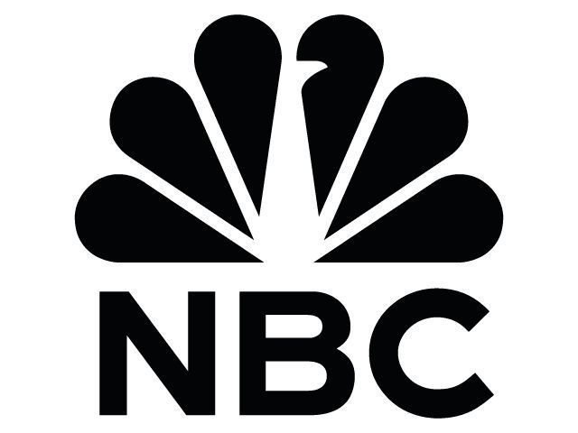 The nbc logo is black and white and has a bird on it.
