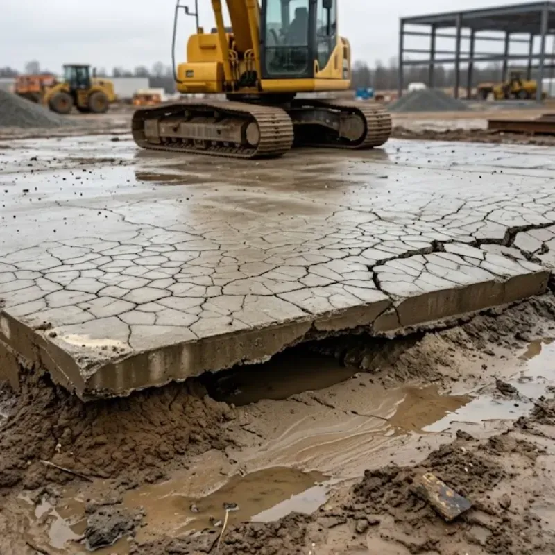 Concrete slab cracking from poor drainage causing soil movement and foundation damage in Dallas, TX residential property