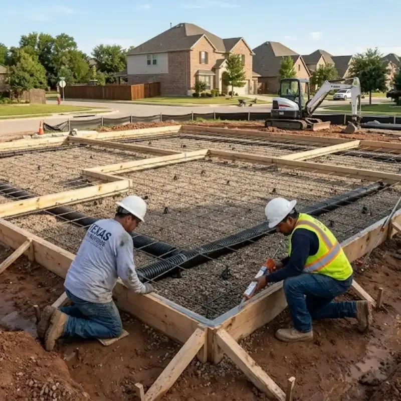 Concrete slab drainage design in Dallas TX showing proper surface slope and water runoff management for long-term durability