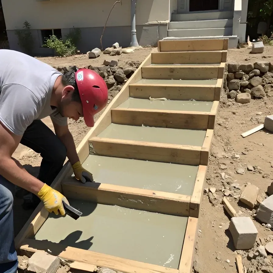 DIY concrete steps construction in Dallas, TX