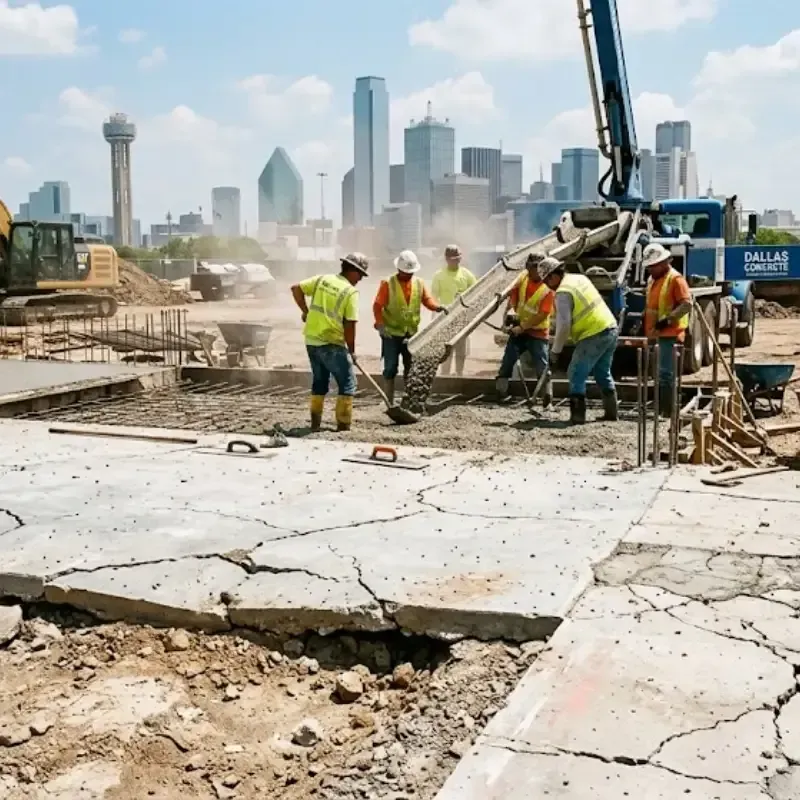 Dallas concrete slab cracking from poor base preparation