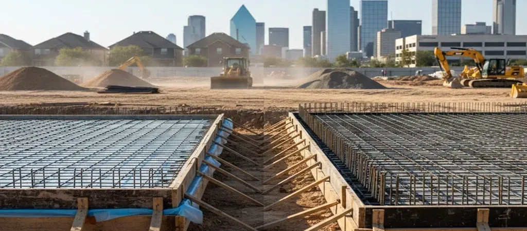 Dallas concrete slab thickness residential commercial