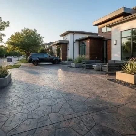Decorative concrete finish Dallas modern homes