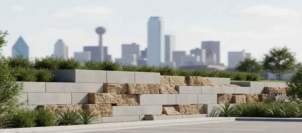 Durable commercial retaining walls Dallas TX