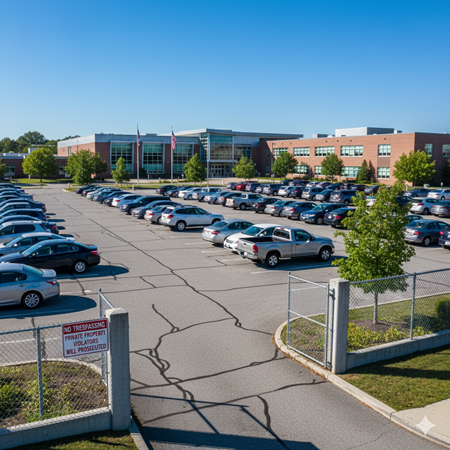 High school parking lot private property rules