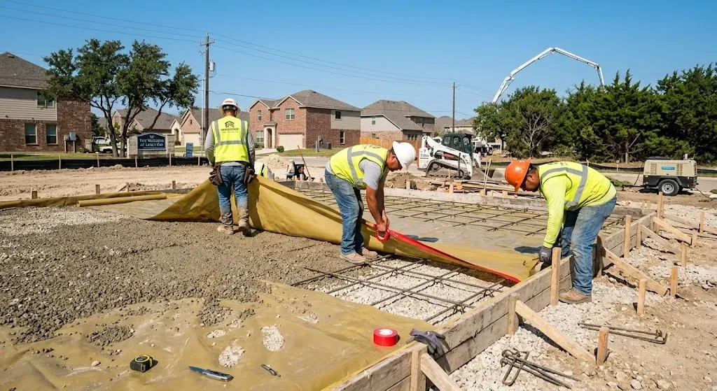 North Texas concrete slab vapor barrier installation