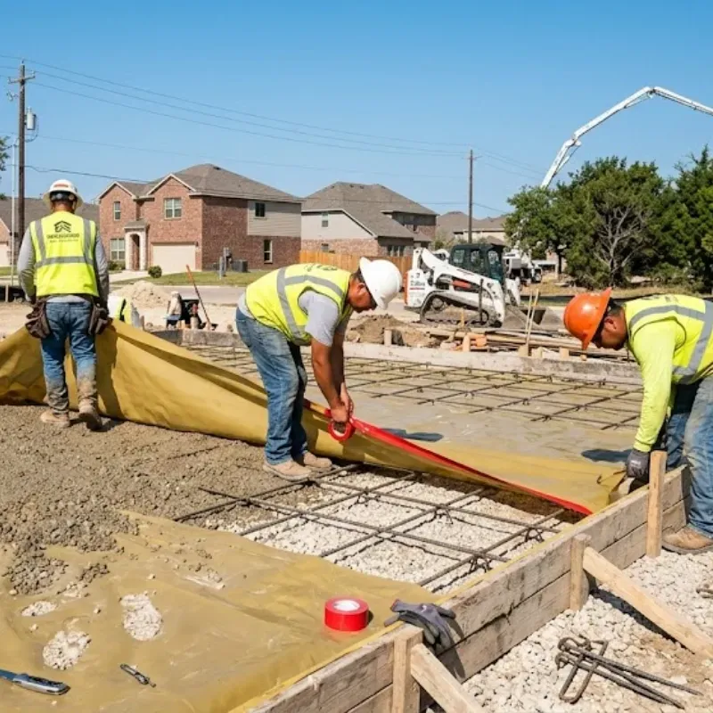 North Texas concrete slab vapor barrier installation