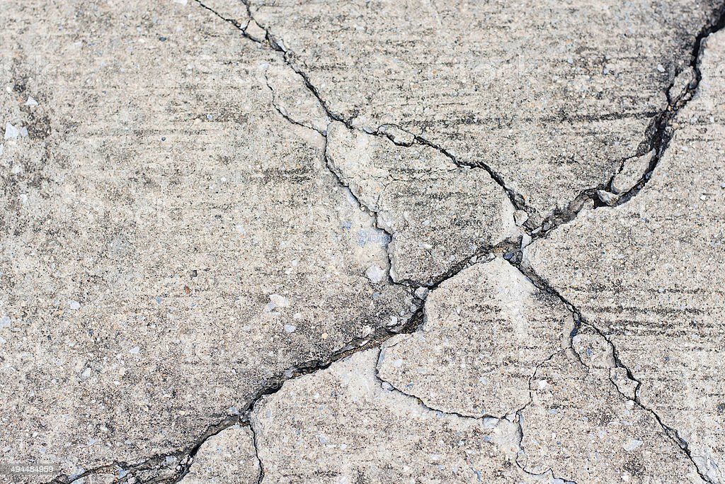 concrete cracks on an old concrete patio