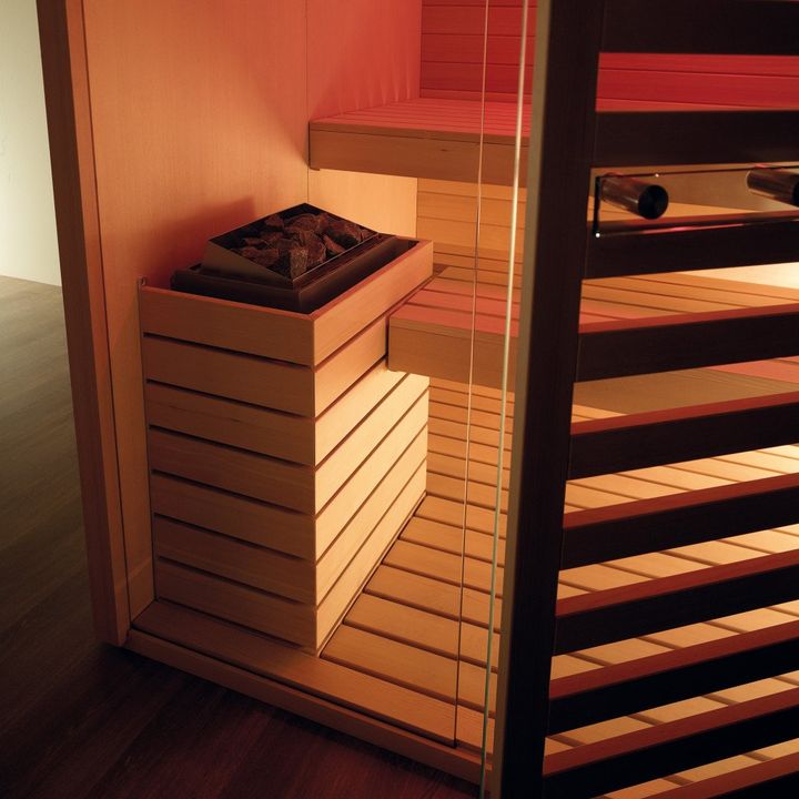 sauna con pietre laviche