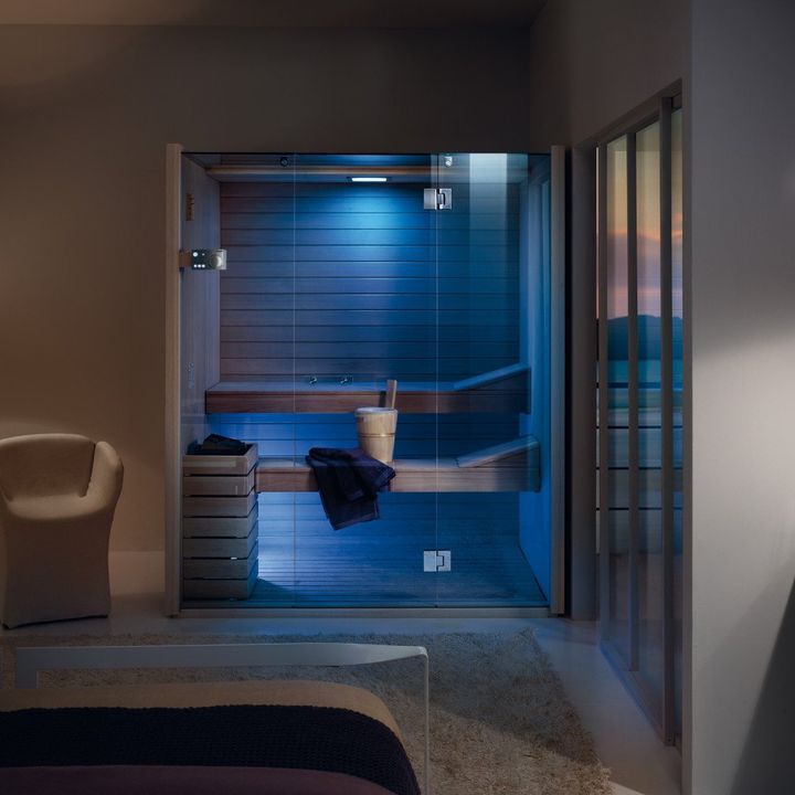sauna con luci led rilassanti