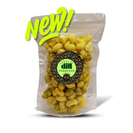 A bag of glazed puffed corn with saigon cinnamon