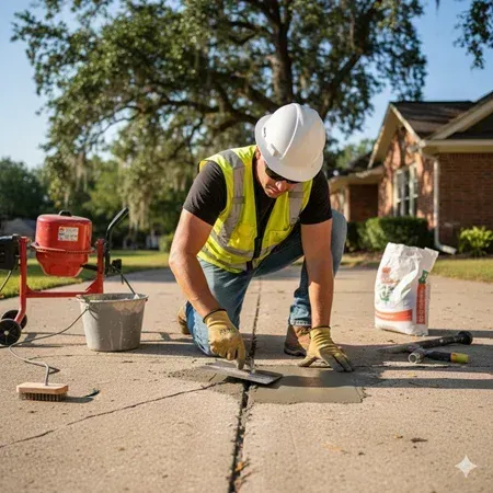 Baton Rouge concrete repair professional working