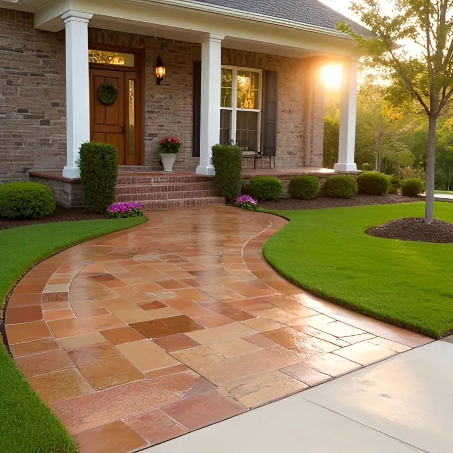 Decorative concrete Baton Rouge front yard