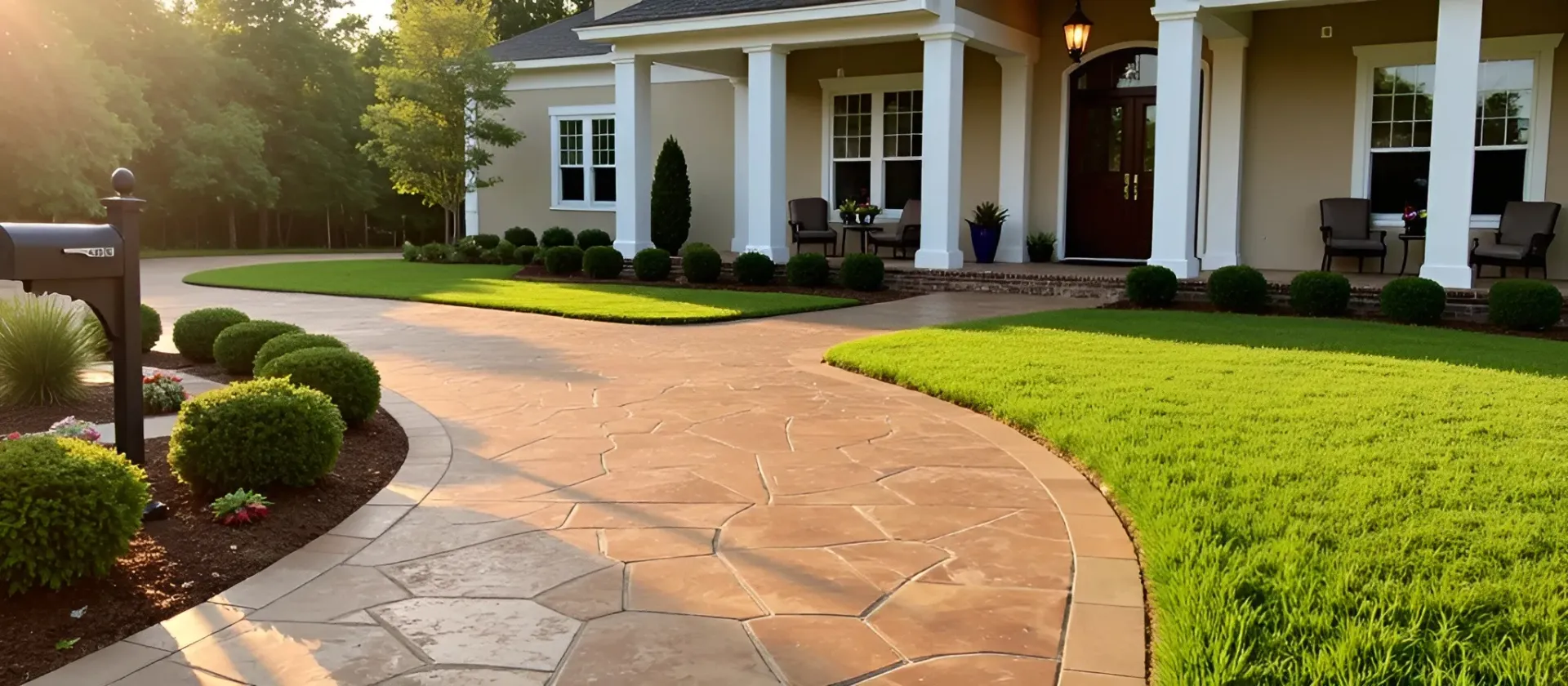 Decorative concrete Baton Rouge front yard
