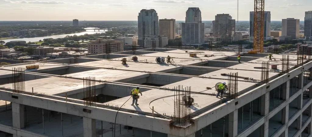 Post-tensioned concrete Baton Rouge building