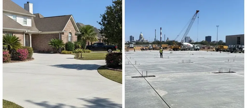 Residential vs commercial concrete Baton Rouge