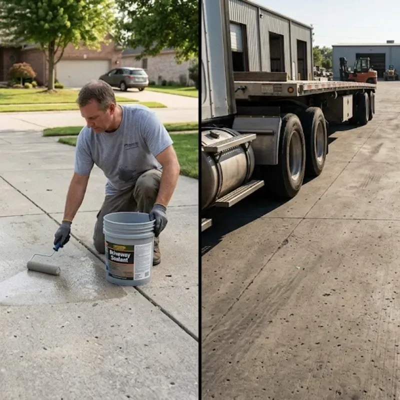 Residential vs commercial concrete durability comparison in Baton Rouge showing long-term maintenance differences
