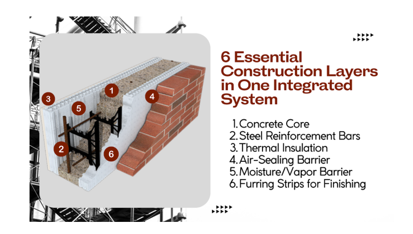 6 Essential Construction Layers in One Integrated System infographic