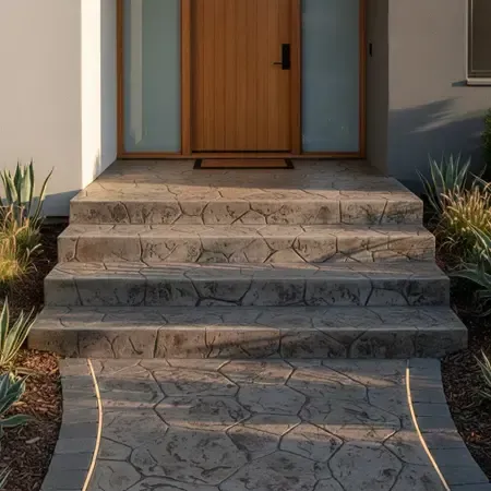 Stamped concrete steps investment home entrance