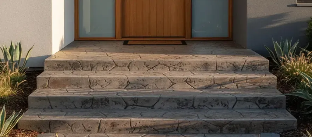 Stamped concrete steps investment home entrance